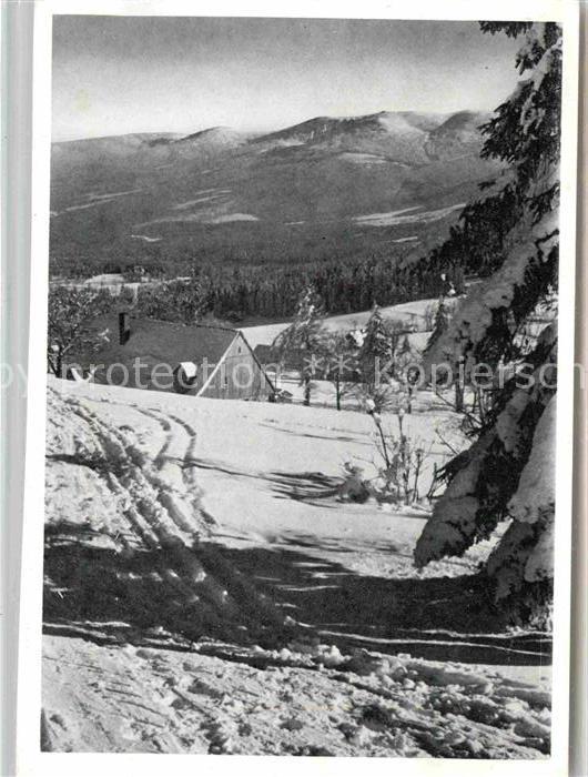 Riesengebirge Krkonose Karkonosze Winterpanorama Blick zum Kamm