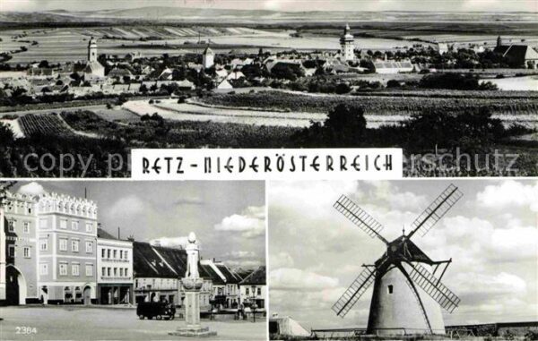Retz Panorama Platz Denkmal Windmühle