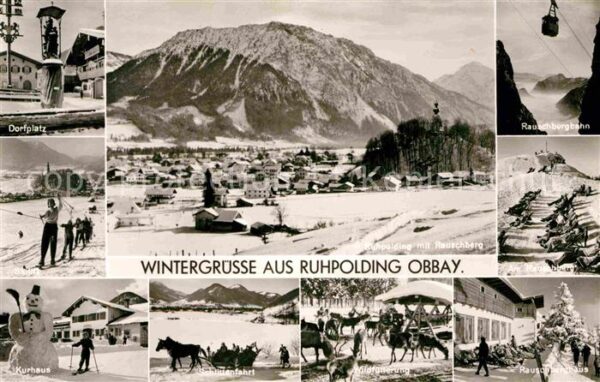 Ruhpolding Panorama mit Rauschberg Dorfplatz Skifa