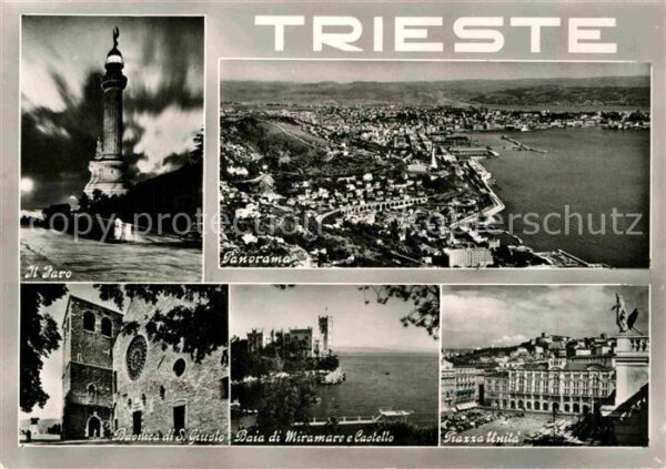 Trieste Il Faro Panorama Basilica Baia di Miram