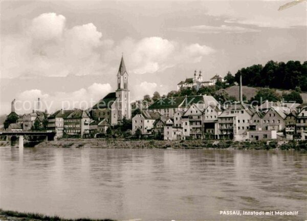 Passau Blick über den Inn Wallfahrtskirche Mar