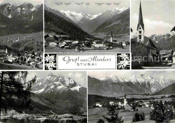 Mieders Tirol Panorama Stubaital Alpen Ortspartie mit