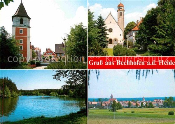 Bechhofen Mittelfranken Ortsansicht mit Kirche Uferpartie am Fl