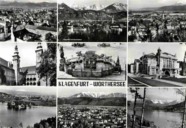 Klagenfurt Woerthersee Gesamtansicht mit Alpenpanorama Landhau