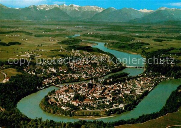 Wasserburg Inn mit Apenkette Fliegeraufnahme