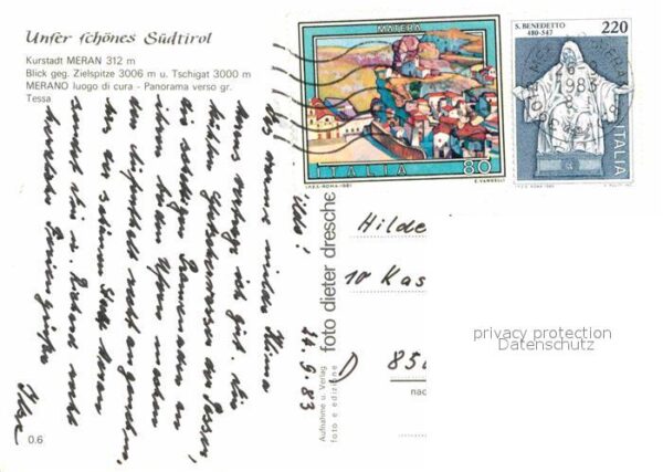 Meran Merano Ortsansicht Kurstadt mit Kirche Blick g – Bild 2