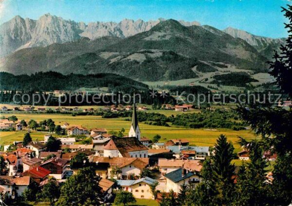 Koessen Tirol Ortsansicht mit Kirche Blick gegen Kais