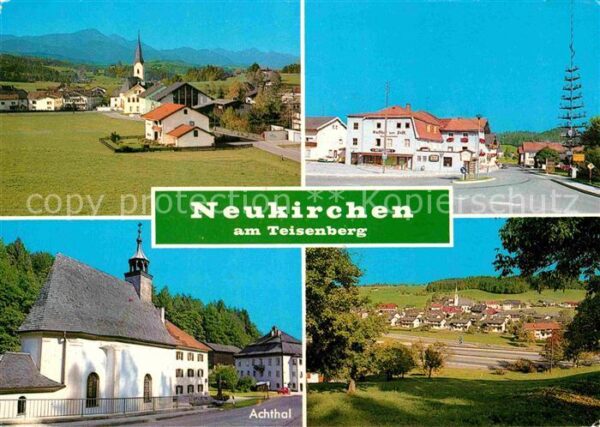 Neukirchen Teisenberg Ortsansicht mit Kirche Maibaum Urlaubso
