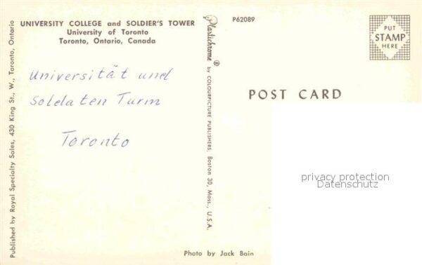 Toronto Canada University College and Soldiers Tower – Bild 2