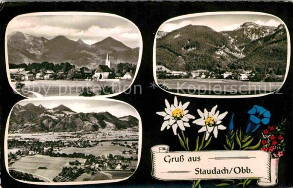 Staudach Oberbayern Fliegeraufnahme mit Hochgern Hochplatte