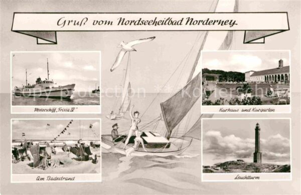 Norderney Nordseebad Kurhaus Kurgarten Leuchtturm Strand