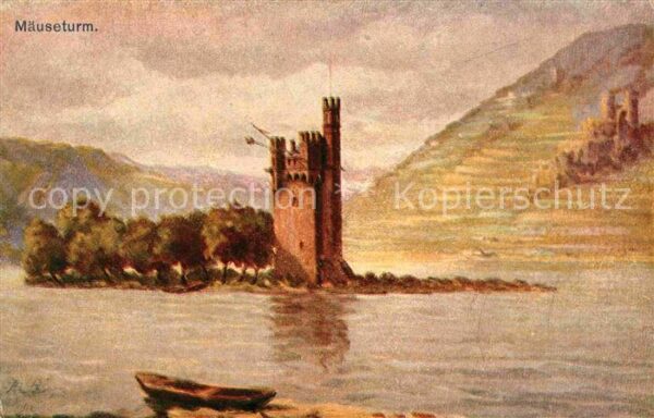 Maeuseturm Künstlerkarte Rheinpartie