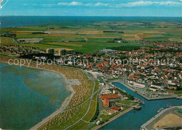 Buesum Nordseebad Fliegeraufnahme mit Korbstrand