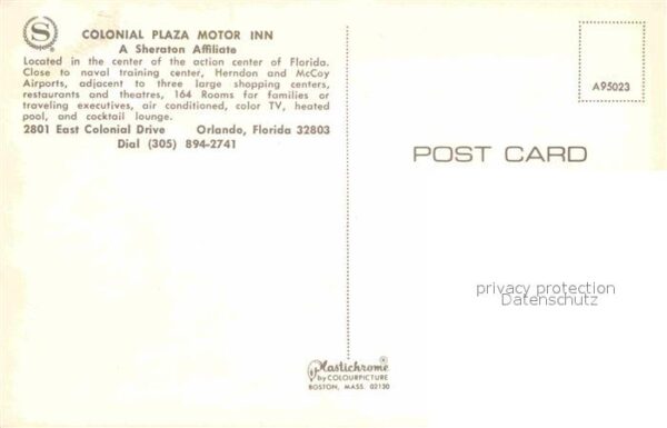 Orlando Florida Colonial Plaza Motor Inn Sheraton Hotel – Bild 2