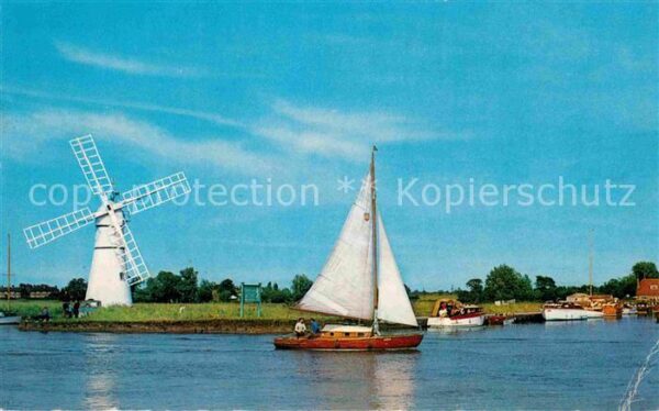 Norfolk Broads Thurne Mill and Dyke Windmühle Segelboo