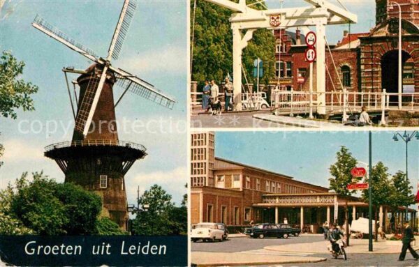 Leiden Windmühle Zugbrücke Gebäude