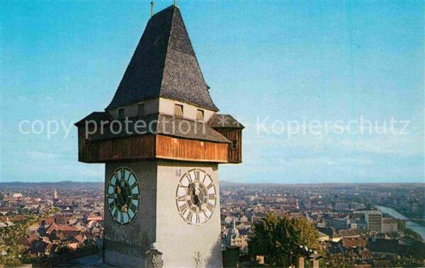 Graz Steiermark Uhrturm Blick auf die Stadt