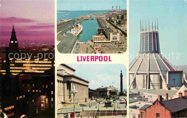 Liverpool by night Mersey Estuary Cathedral St Ge