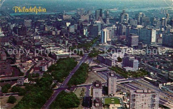 Philadelphia Pennsylvania Aerial view Scene of Center City area B