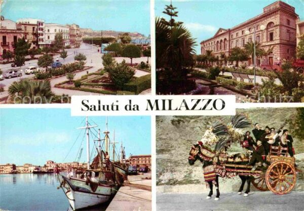 Milazzo Teilansichten Gebäude Hafen Fischkutter