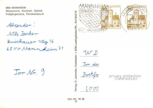 Mannheim Wasserturm Kurfürstliches Schloss Wasse – Bild 2