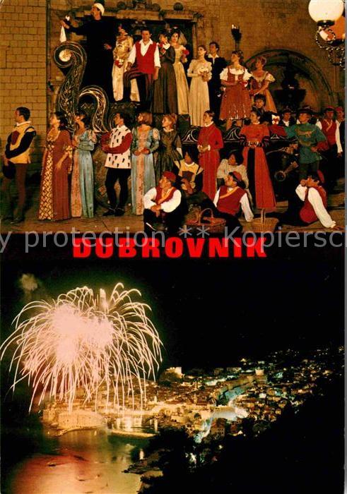 Dubrovnik Ragusa Theateraufführung Fest Feuerwerk Nachta