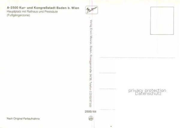 Baden Wien Hauptplatz mit Rathaus und Pestsäule – Bild 2