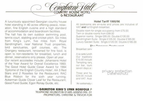 Norfolk Norwich Congham Hall Country House Hotel Restau – Bild 2