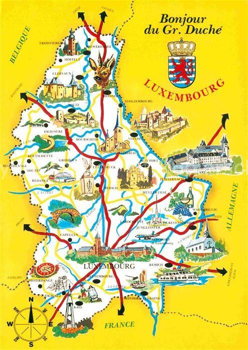 LUXEMBOURG  Luxemburg Carte du Grand Duche de Luxembourg Land