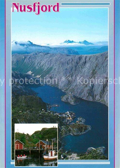 Nusfjord Hafen Gebirge Fliegeraufnahme