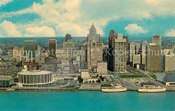 Detroit Michigan Civic Center Skyline