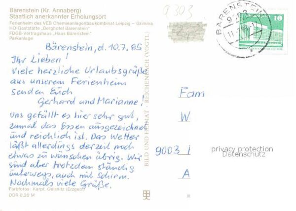 Baerenstein Annaberg-Buchholz Ferienhem VEB Chemieanlagenbau HO Gasts – Bild 2