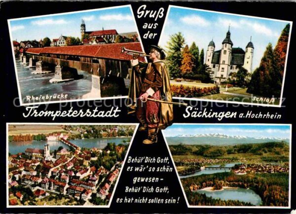 Saeckingen Rhein Rheinbrücke Schloss Panorama Luftaufnah