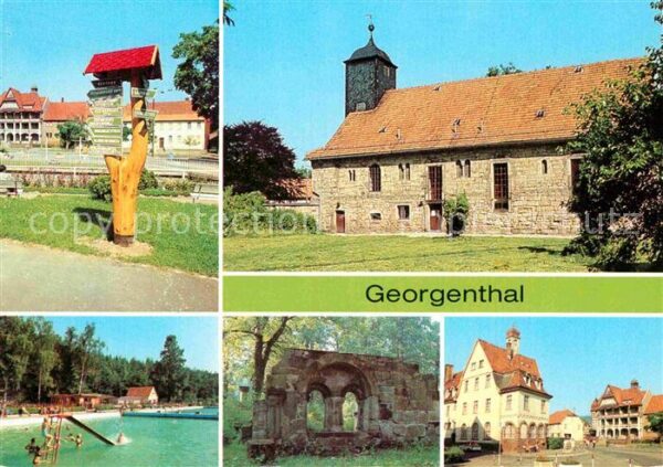 Georgenthal Gotha Wanderwegweiser Kirche Waldhaus Ruine Z