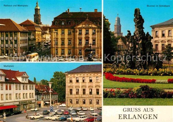 Erlangen Rathaus Marktplatz Brunnen Schlosspark