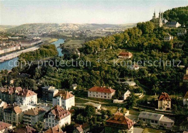 Wuerzburg Käppele Maintal Blick von Festung