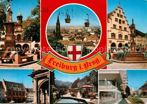 Freiburg Breisgau Marktplatz Seilbahn Rathaus Springbrunn