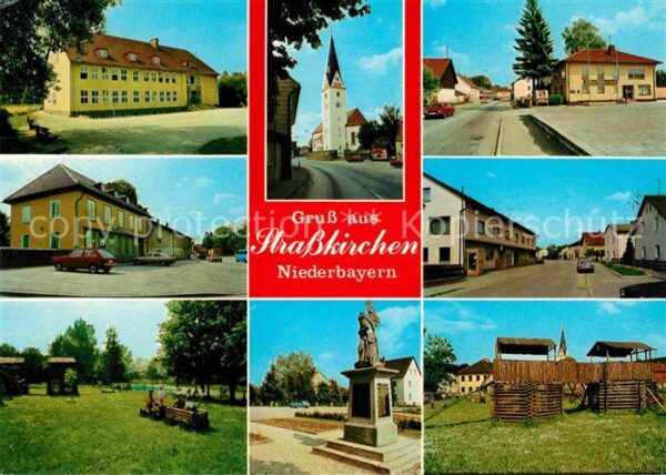 Strasskirchen Donau Kirche Spielplatz Ortsansicht