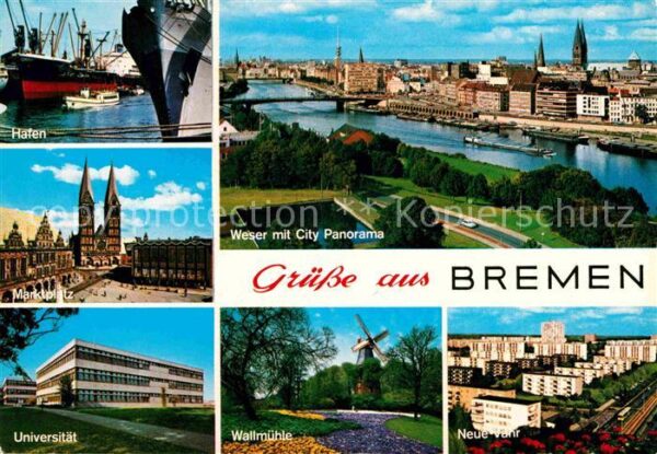 Bremen Hafen Weser City Panorama Universität W