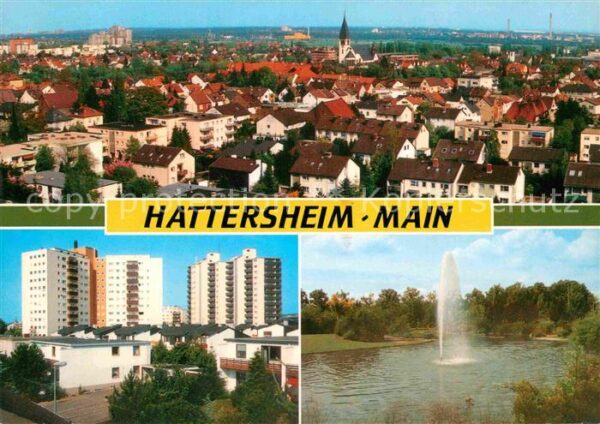 Hattersheim Main Panorama Hochhäuser Fontäne