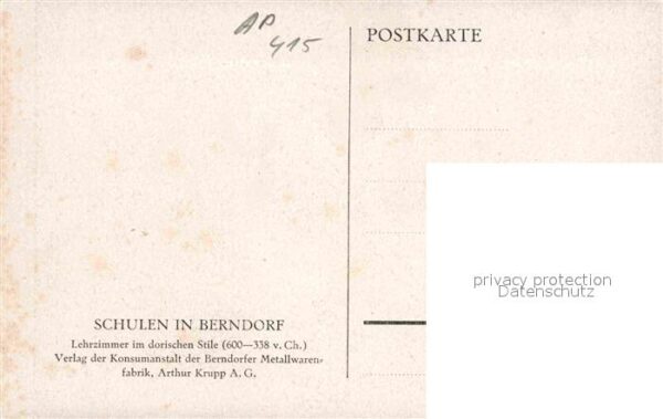 Berndorf Niederoesterreich AT Schule Lehrzimmer im dorischen Stile vo – Bild 2