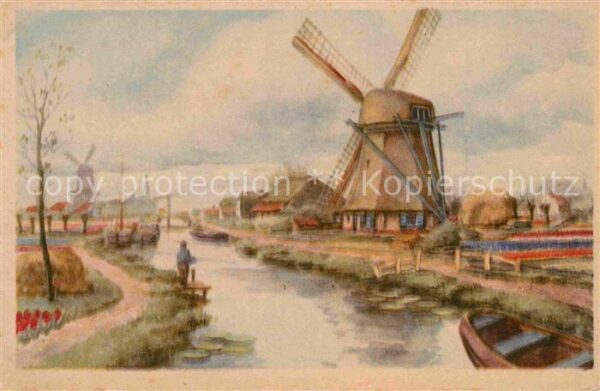Niederlande Windmühle Künstlerkarte