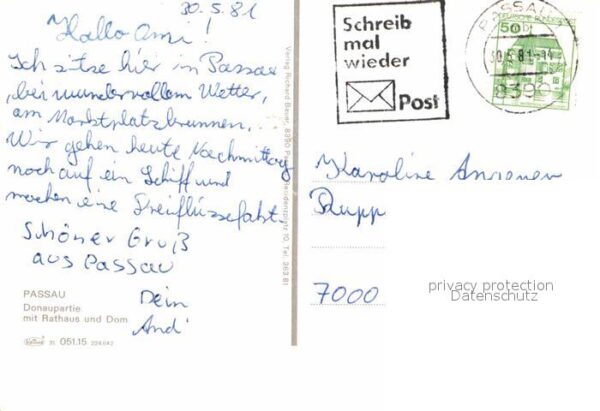 Passau Donaupartie mit Rathaus und Dom – Bild 2