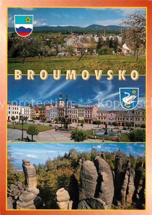 Broumov Braunau Boehmen Panorama Marktplatz Brunnen Felsen