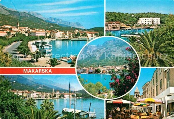Makarska Dalmatien Bootsanlegestelle Hotelanlagen Stadtans