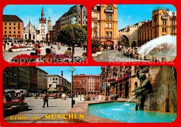 Muenchen Marienplatz Karlstor Brunnen