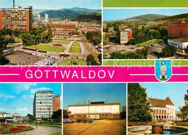 Gottwaldov Tschechien Interhotel Park Brunnen Bahnhof