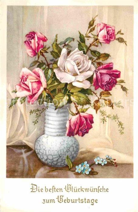 Geburtstag Rosen Vergissmeinnicht Vase