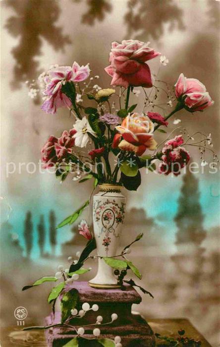 Foto PC Paris Nr. 111 Rosen Vase Mistel