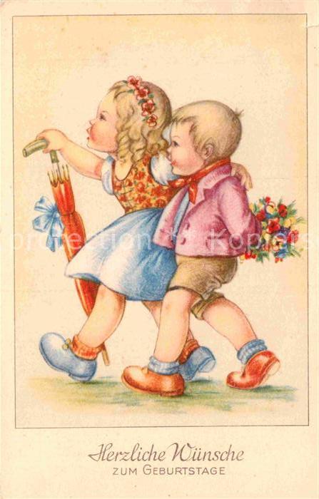 Geburtstag Kinder Blumen Regenschirm